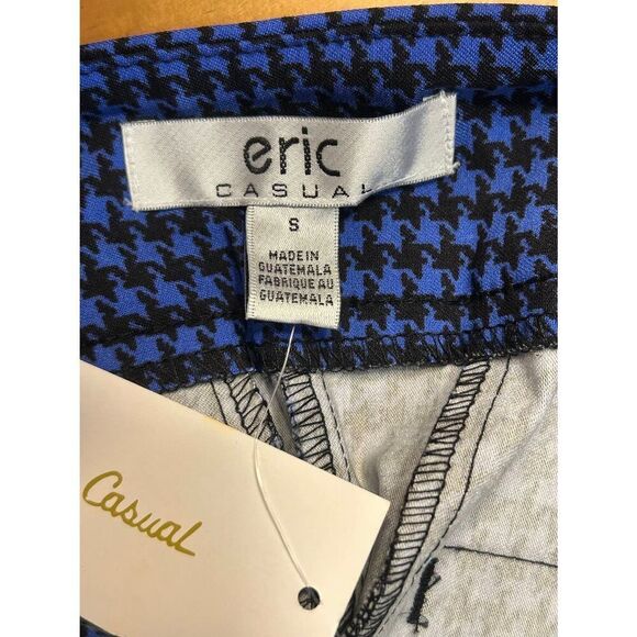 Eric Casual Straight Leg Blue Black Houndstooth Pants Size Small NWT (8735) - Picture 4 of 8